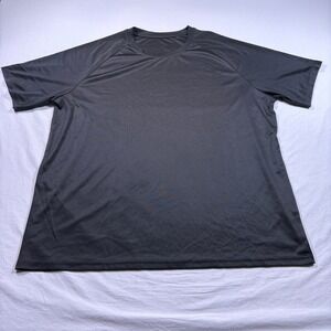 Mens Black Athletic T Shirt Short Sleeve Crew Neck Size 2XL Polyester
